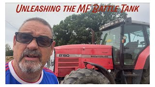 Unleashing the Massey Ferguson battle tank MF 8150 Discing tramlines [upl. by Ayanahs]