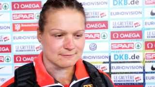 Christina Schwanitz GER after winning Shot Put in German [upl. by Analli]