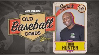 Torii Hunter talks his favorite player as a kid then pulls him out of the pack  Old Baseball Cards [upl. by Ahsoek657]