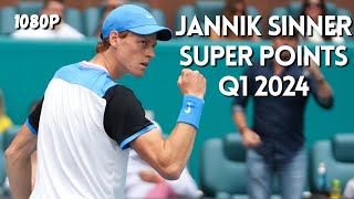 Jannik Sinner  Super Points in 2024 Q1  Staggering Points Compilation HD [upl. by Anahc950]