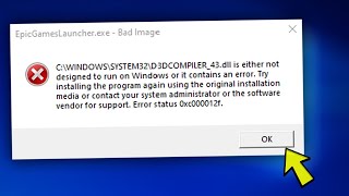 Fix D3DCOMPILER43dll Error when launching the Epic Games Launcher [upl. by Carol-Jean]