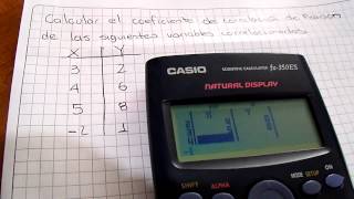 Calcular Coeficiente de Correlación de Pearson con calculadora CASIO FX350ES [upl. by Norok]