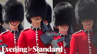 Queens Guard perform Changing of the Guard ceremony during scorching heatwave [upl. by Perreault]