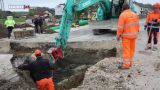 Gasleitung bei Bauarbeiten auf der Voralpenstraße in Bad Hall beschädigt [upl. by Joellen]