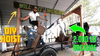 I Built a Hoist To Lift a Backhoe Out Of My Trailer [upl. by Codie308]