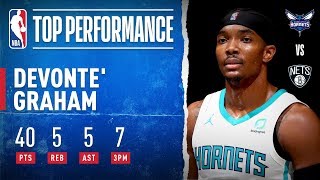 Devonte Graham’s CAREERHIGH 40 PTS Lifts the Hornets in Brooklyn [upl. by Aesoh830]