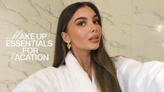 GRWM  MAKE UP amp SKINCARE ESSENTIALS FOR VACATION 💄🧳  JASMINE AIELLO [upl. by Ahsirtak]