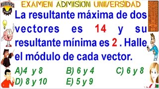 EXAMEN VILLARREAL FÍSICA VECTORES PROBLEMA RESUELTO SOLUCIONARIO ADMISIÓN UNIVERSIDAD UNFV [upl. by Enomas]