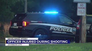 Johnson City Police Officer is recovering following injuries sustained in a Wednesday evening shooti [upl. by Retnuh]