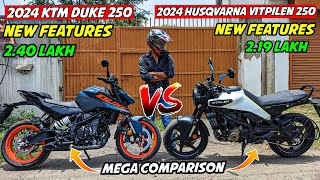 2024 KTM Duke 250 vs 2024 Husqvarna Vitpilen 250 Mega Comparison Konsa Hai best [upl. by Ennylhsa827]