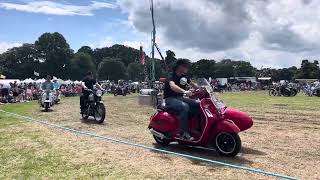 Historic vehicle gathering MOTORCYCLE PARADE Powderham castle [upl. by Mendoza]