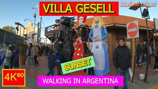 4K⁶⁰  👉 VILLA GESELL at sunset ☀️ walk  ARGENTINA  Walking tour  TRAVEL  Vlog 🌟 [upl. by Loeb]