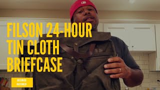 Filson 24Hour Tin Cloth Briefcase Review Office Rustic EDC Everyday Carry Canvas Leather [upl. by Calista770]