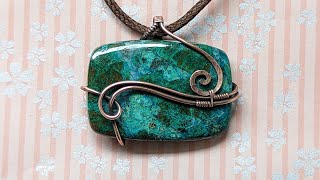 Rectangular Cabochon Beginner Wire Wrapped Swirl Pendant Tutorial [upl. by Leissam]