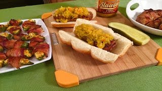 Jalapeno Poppers amp Cheese Stuffed Brats  FOOTBALL FINGER FOOD [upl. by Ev]