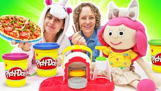 Einhorn Café  Video für Kinder mit Nicole  Magisches Schloss Pizza aus Play Doh für Smarta [upl. by Winn]