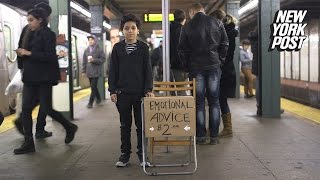 11YearOld Kid Gives Emotional Advice on Subway Platform  New York Post [upl. by Tombaugh]