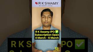 R K Swamy IPO Date Price Face Value Listing All Details  R K Swamy IPO upcomingipo shorts [upl. by Haggai]