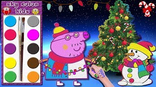 Peppa Wutz🎄Weihnachten❄️Wie zeichnet man Peppa Pig und Schneemann⛄Colorful Sky [upl. by Weidner401]