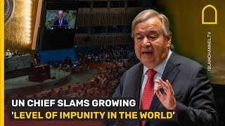 UN CHIEF SLAMS GROWING LEVEL OF IMPUNITY IN THE WORLD [upl. by Ahsilek]