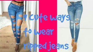 9 CUTE WAYS TO WEAR RIPPED JEANS  BEST IDEAS ABOUT RIPPED JEANS  NATTY JYOTI [upl. by Pedersen892]