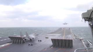 Chinese aircraft carrier Liaoning carries out drill with J15 jets on board [upl. by Broida575]