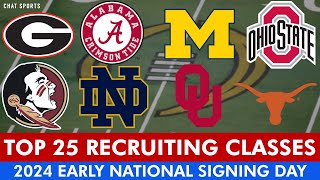 College Football Recruiting Top 25 Class Rankings At Start Of 2024 Early National Signing Day [upl. by Soalokcin]