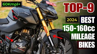 Top 9 Most Fuel Efficient 150160cc Bikes in India 2024 🔥 for Mileage and Performance  E20 models [upl. by Ailecnarf13]