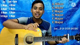 Obosthan।। অবস্থান।। Easy Guitar Lesson।। For Beginners।। Only 4 Chords।। [upl. by Nyrek]