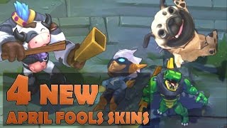 ALL 4 APRIL FOOLS URF 2017 SKINS  PugMaw Moo Cow Alistar Super Kennen Renektoy [upl. by Anauqat]