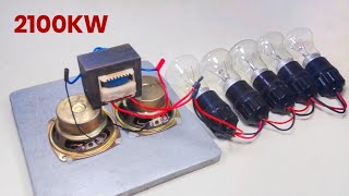 Free Electricity Energy 2100KW 220v Light Bulb Ac Curent Generator Copper Coil Wire Machine At Home [upl. by Hurwit]