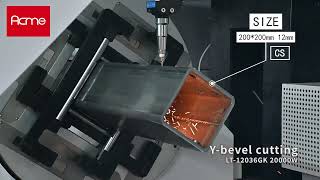 Y bevel cutting on 200x200x12mm square tube CNC laser ±45° beval cutting tube cutter pipe laser [upl. by Ahsot721]