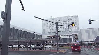 drive japan雨の旭川駅前の風景Asahikawa Station [upl. by Wittie]