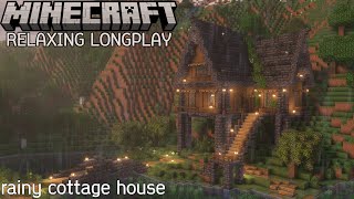 Rainy Cottage House  Minecraft Relaxing Longplay No Commentary [upl. by Asetal411]