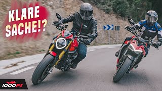 V2Bikes aus Bologna im LandstraßenDuell  Ducati Streetfighter V2 vs Monster SP Vergleich amp Test [upl. by Atekahs]