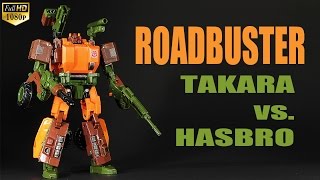 Takara Tomy LG04 Roadbuster Voyager vs Hasbro version Roadbuster robot figure comparison [upl. by Ewart]