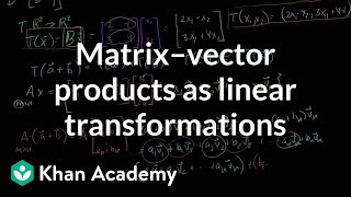 Matrix vector products as linear transformations  Linear Algebra  Khan Academy [upl. by Noy]