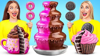 Chocolate Fountain Fondue Challenge  Funny Food Challenges by TeenDO [upl. by Hgielyk]