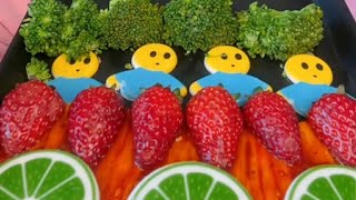 Asmr eating broccoli strawberries stikers and spaghetti [upl. by Elfstan763]