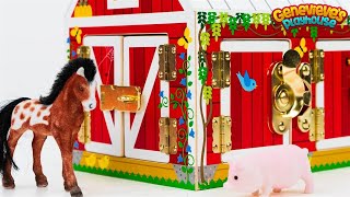 Teach Kids Animal Names with fun wooden Barn toy [upl. by Nerua474]