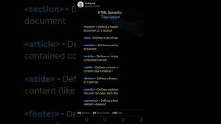 Html semantic tags layout codinghub viralvideo coding shorts [upl. by Lledualc]