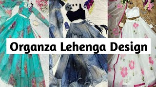 Organza Flowers Printed Lehenga Design With Crop Top Blouse  Beautiful Organza Lehenga Design [upl. by Earased999]