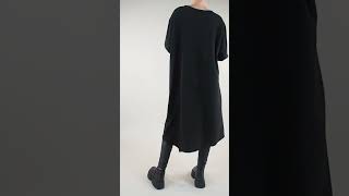 Made in Italy Lagenlook Patch Pocket Sweatshirt Trapeze Dress Black [upl. by Akenot]