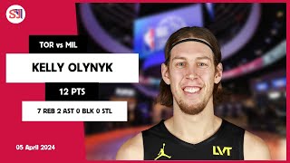 KELLY OLYNYK 12 PTS 7 REB 2 AST 0 BLK 0 STL  vs MIL 05 Apr 2324 TOR Player Highlights [upl. by Noira]