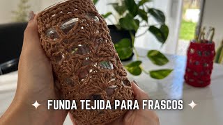 Funda tejida a crochet para frascos Mates Termos Tutorial paso a paso [upl. by Jewett]