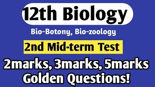 12th Biology 2nd Mid term test important questions 2024Vincent Maths [upl. by Silin]