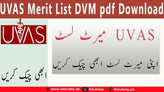 UVAS Merit List 2023 DVM pdf Download [upl. by Eilram]