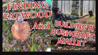 RAINY DAY FINDING FATWOOD AND BUILDING A BUSHCRAFT MALLET WITH AN AUGER bushcraft survival sob [upl. by Alviani]