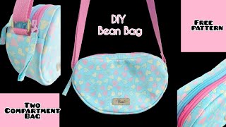 DIY Bean Bag  How To Make Two Compartment Bag ‼️Free Tutorial And Pattern‼️ [upl. by Edyaj]