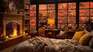 Cozy Living Room with Autumn Rain Sounds [upl. by Yajeet841]